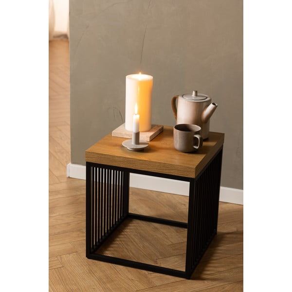 Tárolóasztal tölgyfa dekoros asztallappal 40x40 cm Strington – Actona-image-1