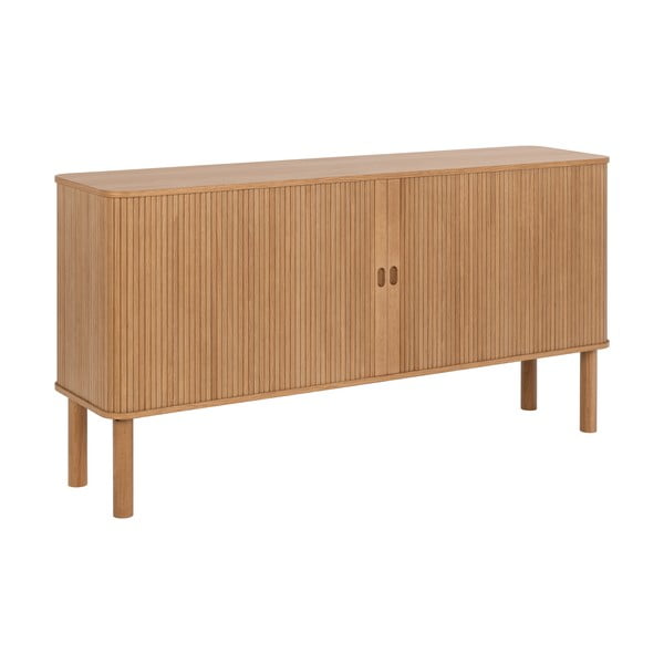 Natúr színű alacsony komód tolóajtóval, tölgyfa dekorral 160x80 cm Langley – Actona-image-1