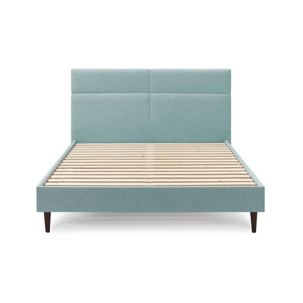 Türkiz kárpitozott franciaágy ágyráccsal 160x200 cm Elyna – Bobochic Paris-image-1