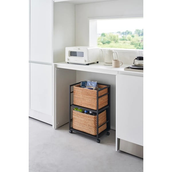 Fekete fém gurulós polcos állvány 42x60 cm Tower – YAMAZAKI-image-1