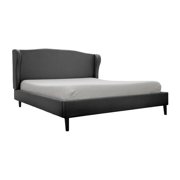 Windsor sötétszürke ágy fekete lábakkal, 140 x 200 cm - Vivonita