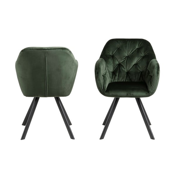 Zöld kárpitozott karfás étkezőfotel Lola – Actona-image-4