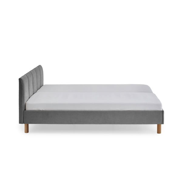Szürke kárpitozott franciaágy ágyrács nélkül 180x200 cm Joker – Meise Möbel-image-2