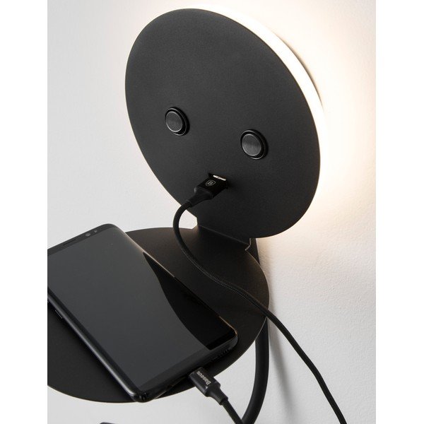Fekete alumínium LED fali lámpa hajlítható szerkezettel-USB csatlakozóval Eclip – Nova Luce-image-1