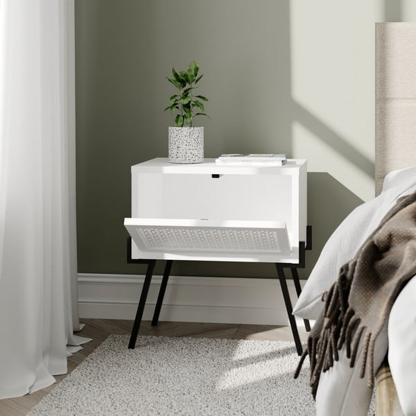Fehér éjjeliszekrény Naive – Kalune Design-image-1