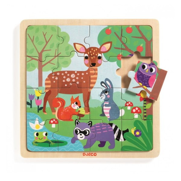 Erdei állatok fa puzzle - Djeco