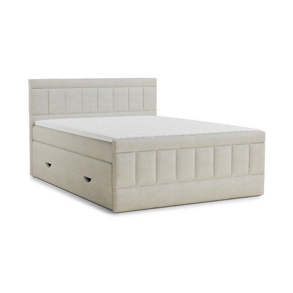 Bézs ágyneműtartós boxspring ágy 160x200 cm Caya – Maison de Rêve