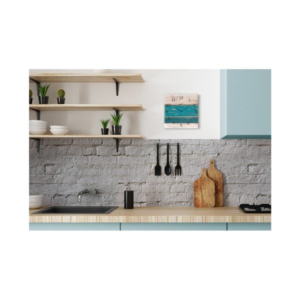 Glassclock Blue Wood falióra, 30 x 30 cm - Styler-image-1