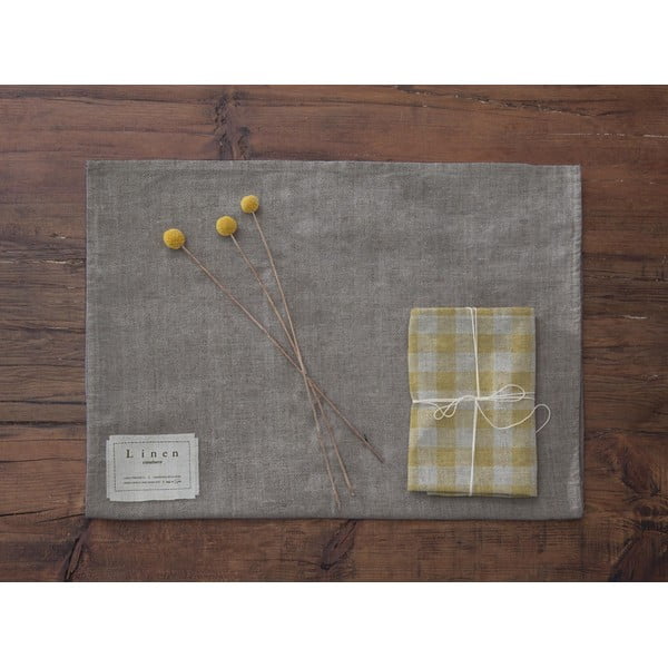 Beige Vichy 4 db szövet szalvéta lenkeverékkel, 43 x 43 cm - Really Nice Things-image-3