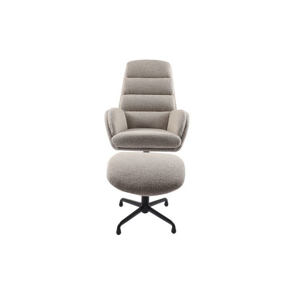 Világosszürke buklé relaxációs fotel lábtartóval Sifton – Unique Furniture-image-2