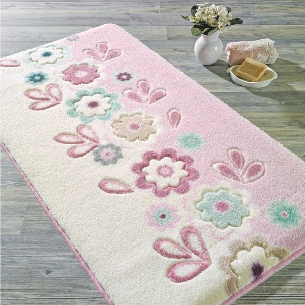 Confetti Bathmats April rózsaszín fürdőszobai szőnyeg, 57 x 100 cm