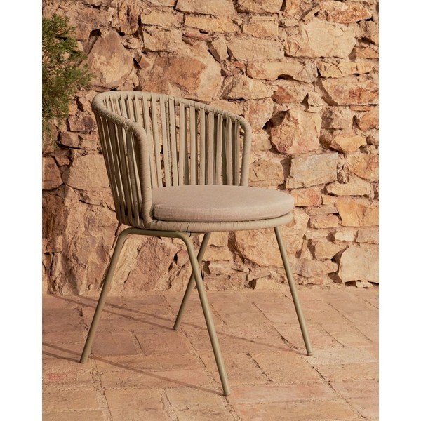 Bézs fém kerti szék Saconca – Kave Home-image-1