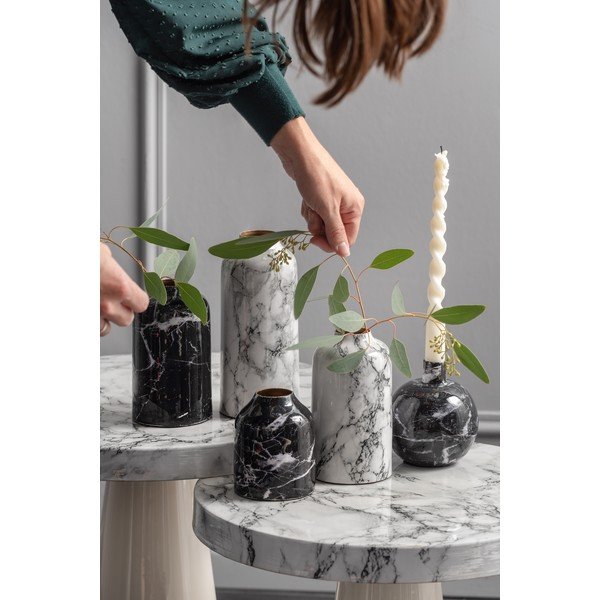 Marble fekete-fehér vas váza, magasság 10 cm - PT LIVING-image-1