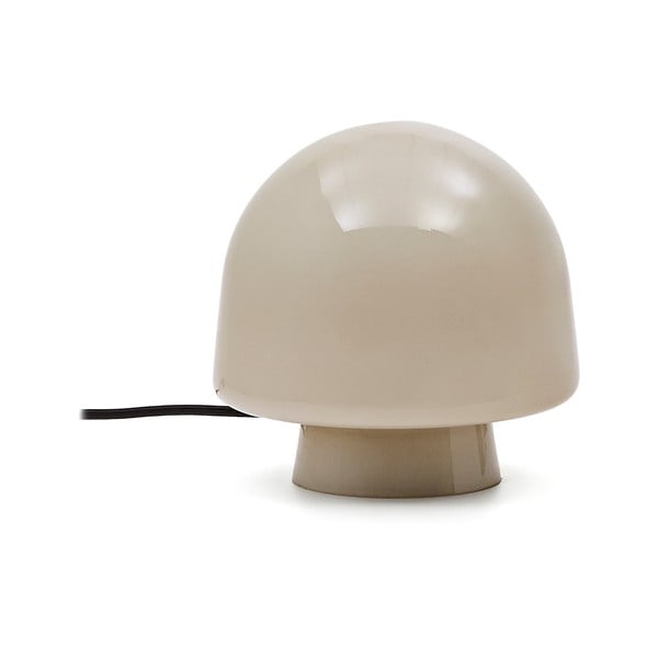 Szürkésbézs asztali lámpa üveg búrával (magasság 20 cm) Reig – Kave Home