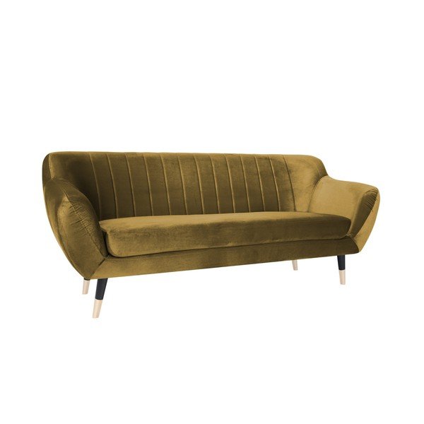 Benito mustársárga kanapé fekete lábakkal, 188 cm - Mazzini Sofas-image-2