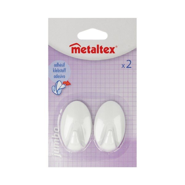 Greg 2 db-os fehér műanyag öntapadós akasztó szett - Metaltex-image-2