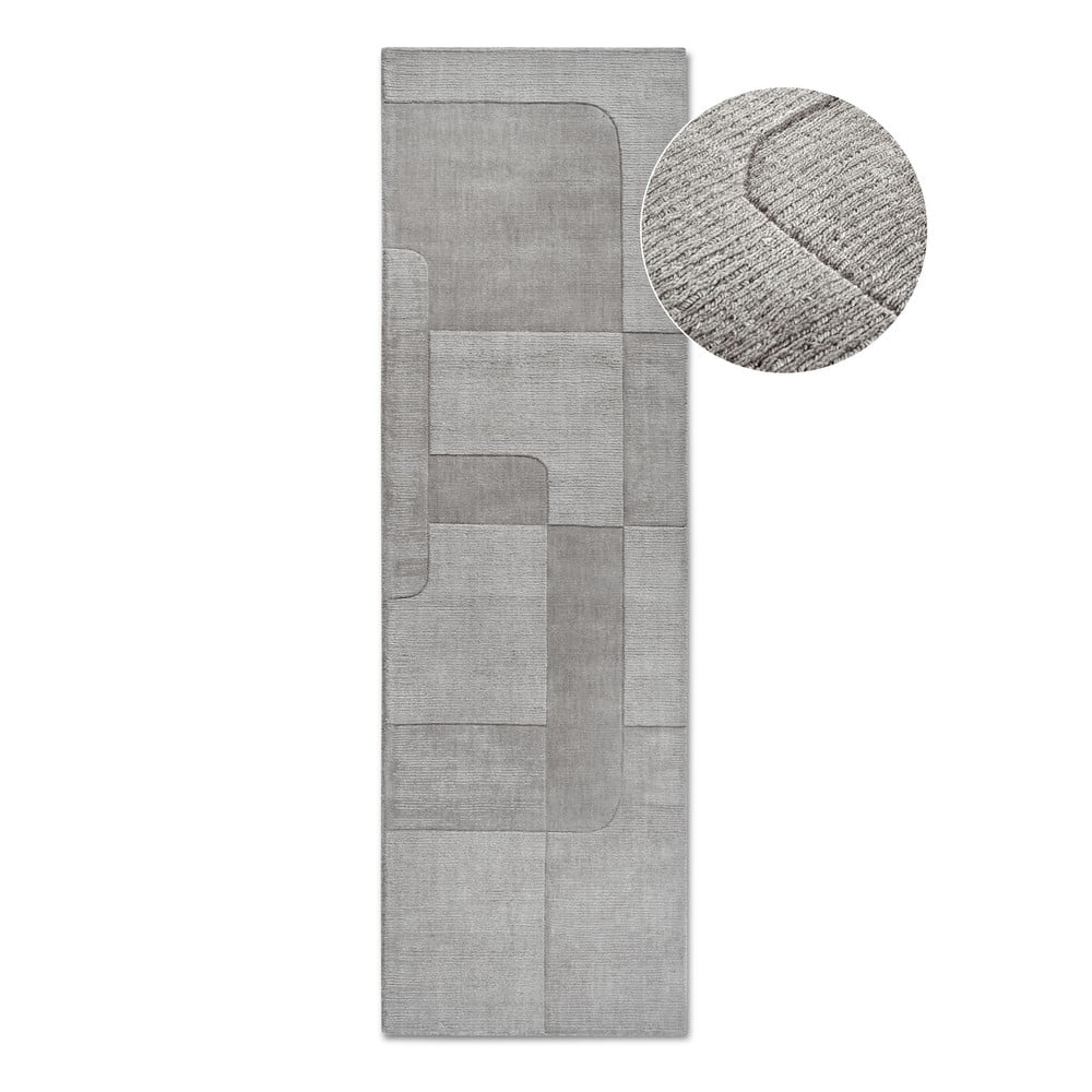 Szürke kézi szövésű gyapjú futószőnyeg 80x250 cm Charlotte – Villeroy&Boch