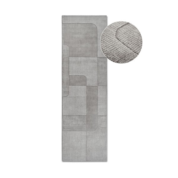 Szürke kézi szövésű gyapjú futószőnyeg 80x250 cm Charlotte – Villeroy&Boch