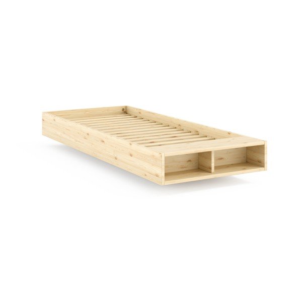 Natúr színű borovi fenyő egyszemélyes ágy ágytámla nélkül, ágyráccsal 90x200 cm Merge – Karup