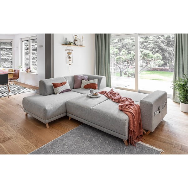 Világosszürke kinyitható-tárolóhelyes sarokkanapé (bal oldali-L alakú) Classy Sophie – Miuform-image-4