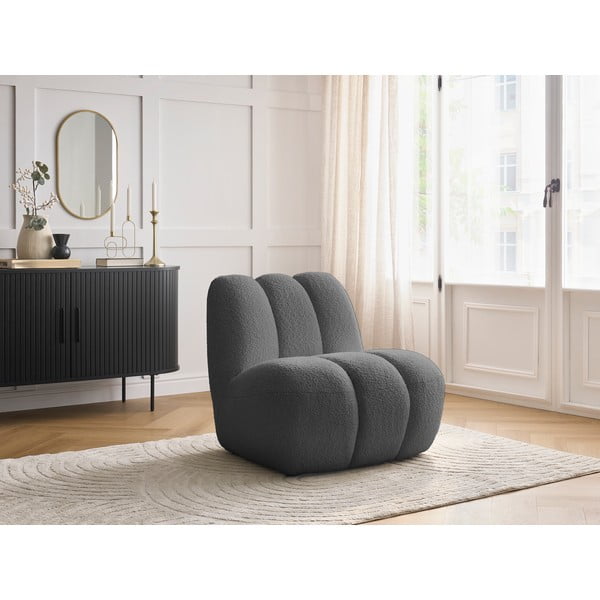 Sötétszürke buklé fotel Janissaire – Bobochic Paris-image-1