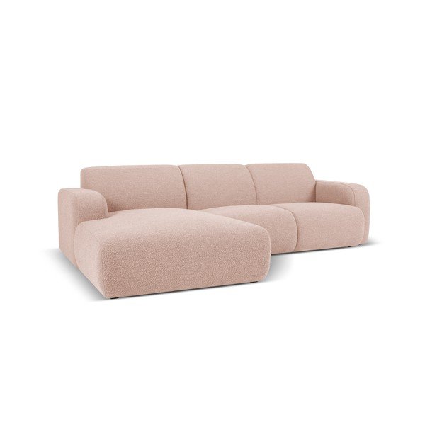 Rózsaszín buklé sarokkanapé (bal oldali) Molino – Micadoni Home-image-2