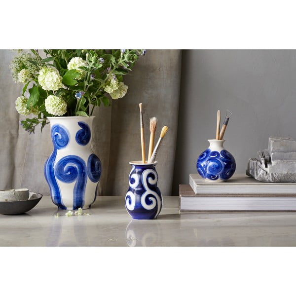 Kék kézzel festett agyagkerámia váza Tulle – Kähler Design-image-4