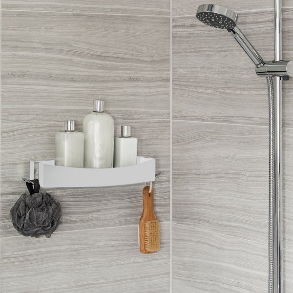 Clever Flip Shower Shelf fehér öntapadós fali polc - Compactor-image-1