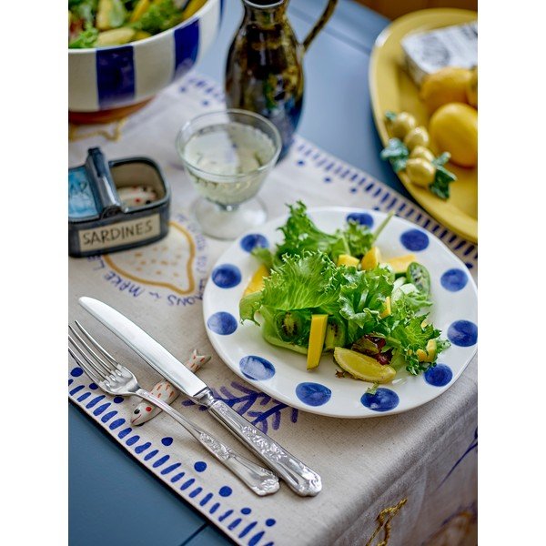 Fehér-kék kőedény tányér készlet 3 db-os ø 28 cm Linora – Bloomingville-image-3