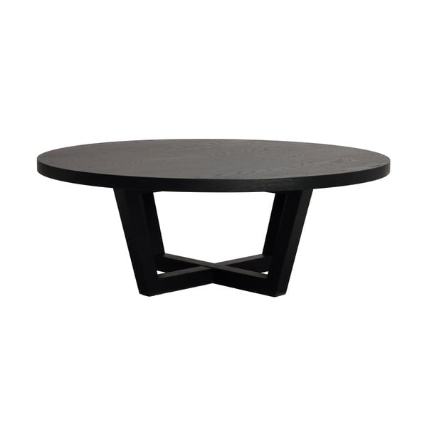 Fekete kerek dohányzóasztal tölgyfa dekorral ø 110 cm Boxford – Rowico-image-2