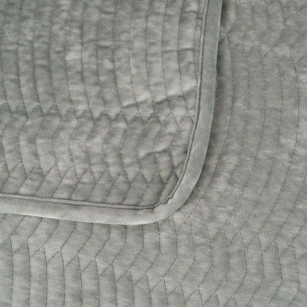 Szürkészöld bársony steppelt ágytakaró 230x260 cm – Ixia-image-1