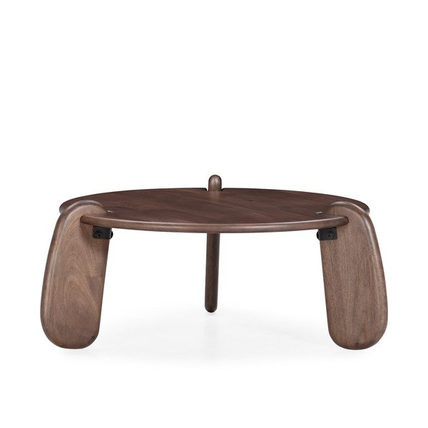 Sötétbarna mangófa kerek dohányzóasztal ø 80 cm Tamira – MOME-image-2