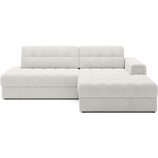 Krémszínű buklé kinyitható sarokkanapé (jobb oldali-heverő résszel) Blezalt – ELTAP