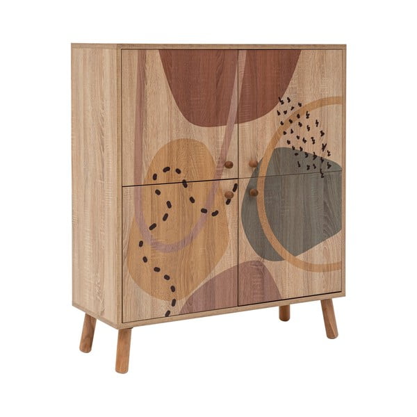 Natúr színű szekrény tölgyfa dekorral 95x111 cm Multilux – Kalune Design-image-2