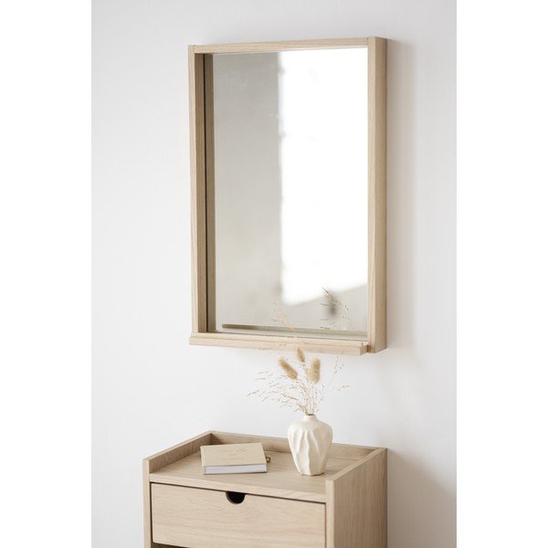 Natúr színű tölgyfa függő-polcokkal éjjeliszekrény Hillmond – Rowico-image-3