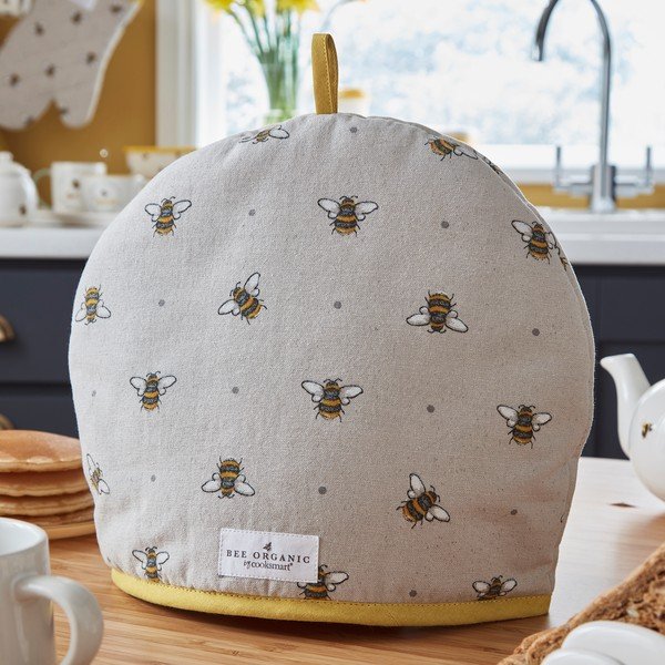 Bumble Bees bézs-sárga pamut teáskanna huzat - Cooksmart ®-image-1