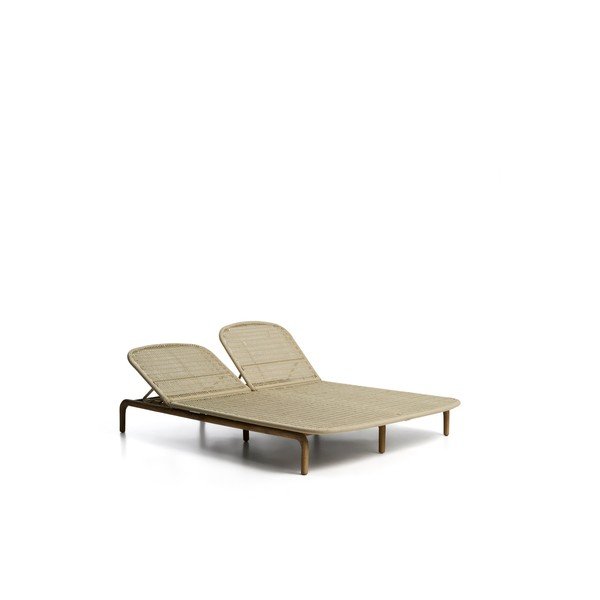 Bézs kétszemélyes tömörfa állítható kerti napozóágy Alipa – Kave Home-image-3