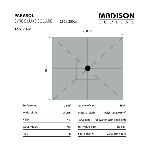 Zöld napernyő 280x280 cm Syros - Madison-image-2
