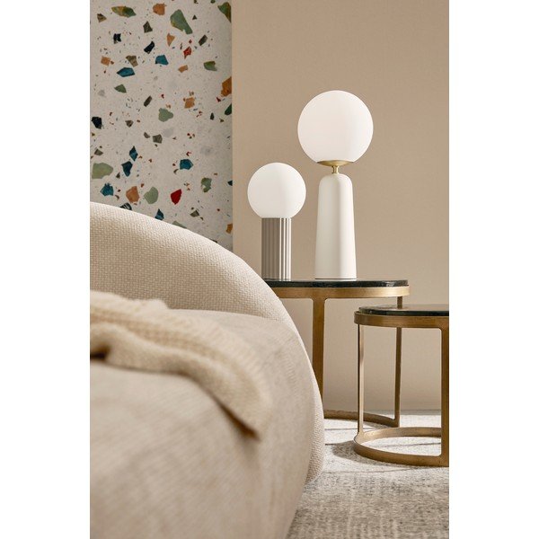 Fehér fém asztali lámpa üveg búrával (magasság 51 cm) Delphine – Bizzotto-image-2