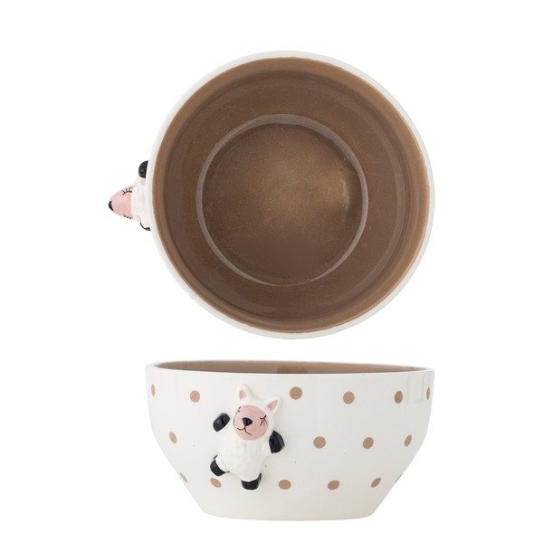 Fehér-barna kőedény gyerek tálka ø 14 cm Dolly – Bloomingville Mini-image-3