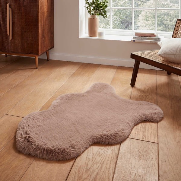 Világosbarna szintetikus szőrme szőnyeg 60x90 cm Super Teddy – Think Rugs-image-1