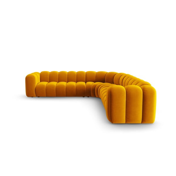 Sárga bársony moduláris sarokkanapé Lupine – Micadoni -image-2