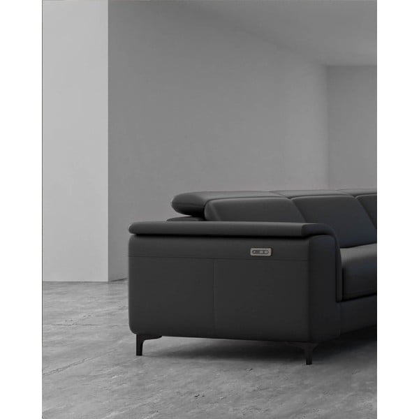 Sötétszürke bőr sarokkanapé (jobb oldali) Brito – MESONICA-image-3