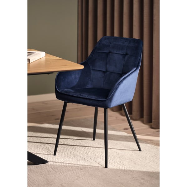 Sötétkék kárpitozott karfás étkezőfotel szett 2 db-os Nolan Square – Unique Furniture-image-1