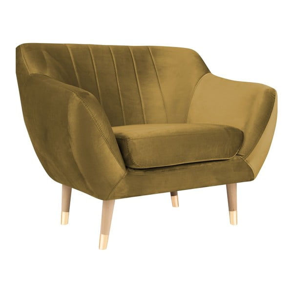 Benito aranyszínű bársony fotel - Mazzini Sofas-image-2