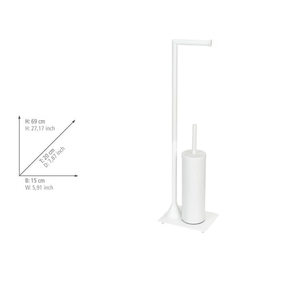 Fehér acél WC-papír tartó állvány kefével Hella – Wenko-image-3