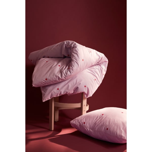 Rózsaszín egyszemélyes pamut-perkál ágyneműhuzat 140x200 cm Daisy – JUNA-image-2