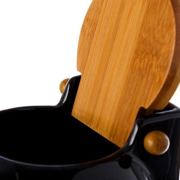 Ceramic fekete fedeles sótartó, 700 ml - Unimasa-image-3