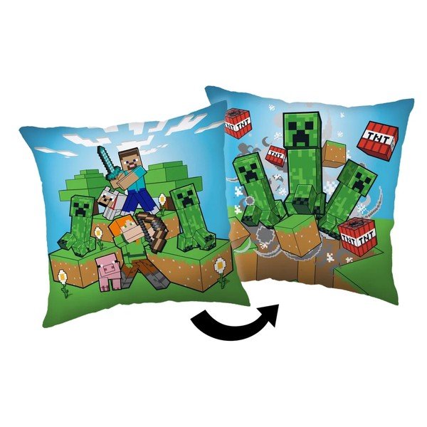 Mikroplüss gyerek párna 40x40 cm Minecraft Creeper Rush – Jerry Fabrics
