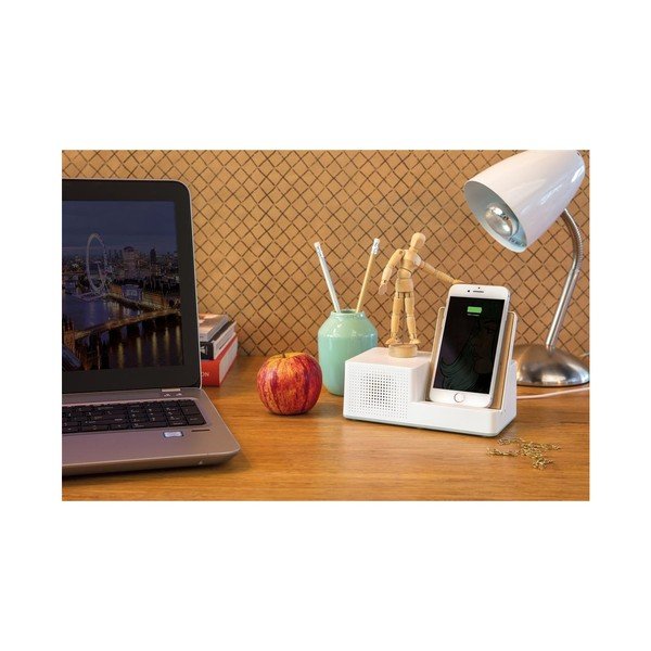 Ontario fehér vezeték nélküli töltő, hangszóróval - XD Design-image-1